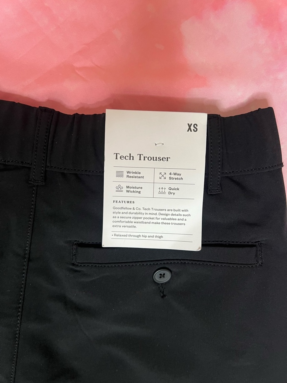 NWT Goodfellow & Co Men's Black Straight-Leg Tech Trouser Size XS - Picture 9 of 10
